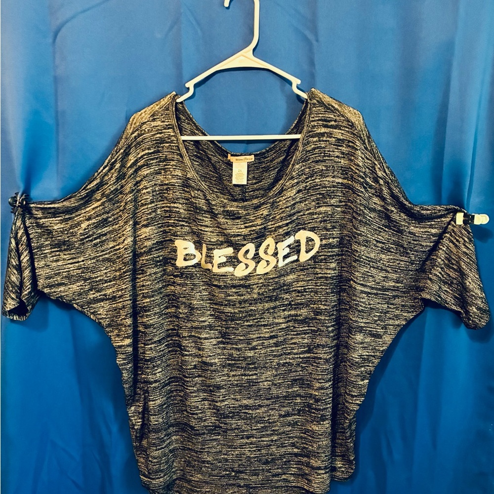 Black and White Women's Top with 'Blessed' Print